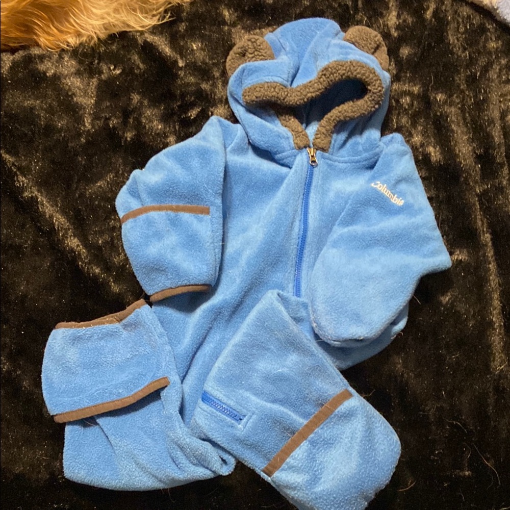 Columbia Blue Fleece Baby Snowsuit